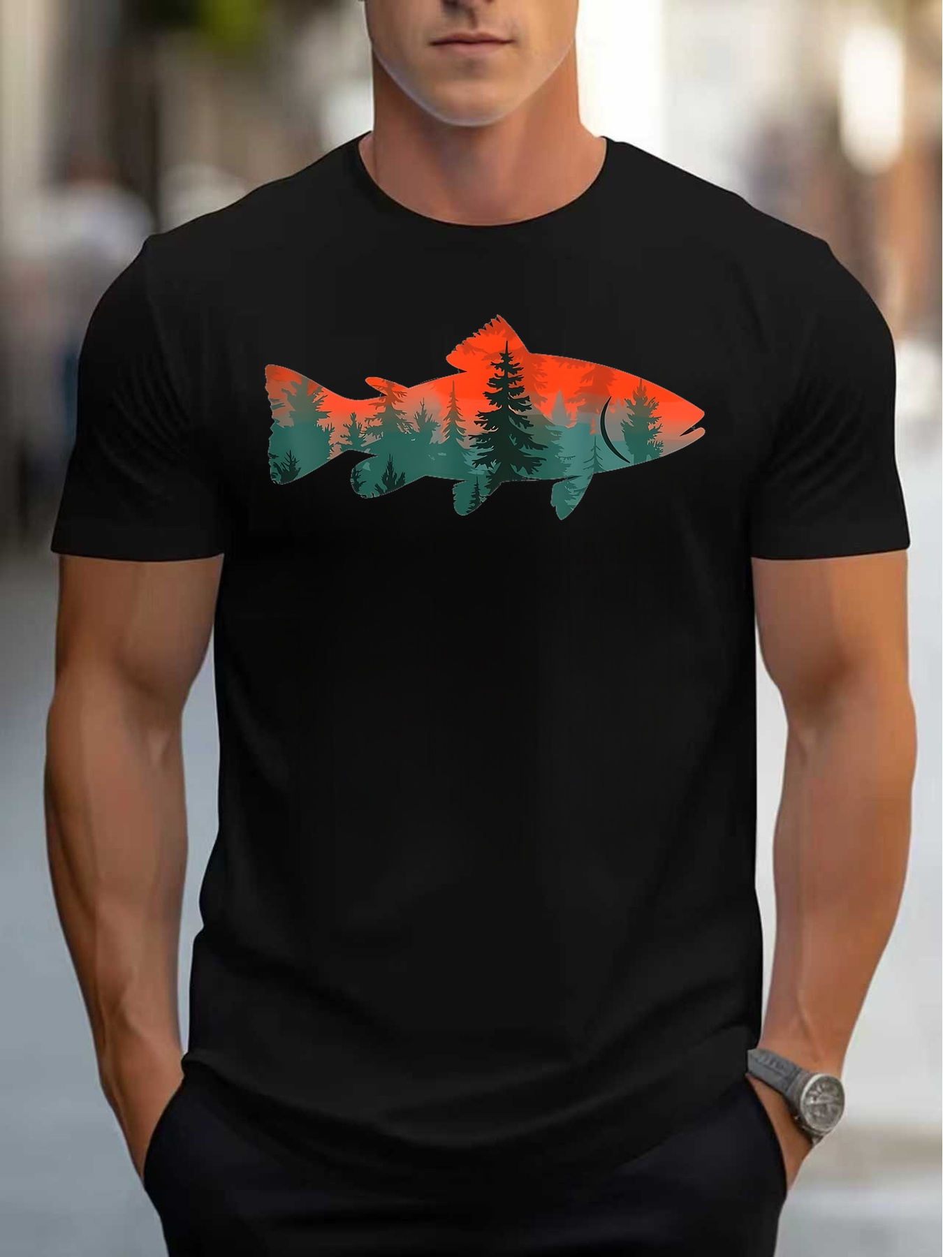 Nature-Inspired Men's T-Shirt  - Outdoor Adventure Enthusiast recension och pris