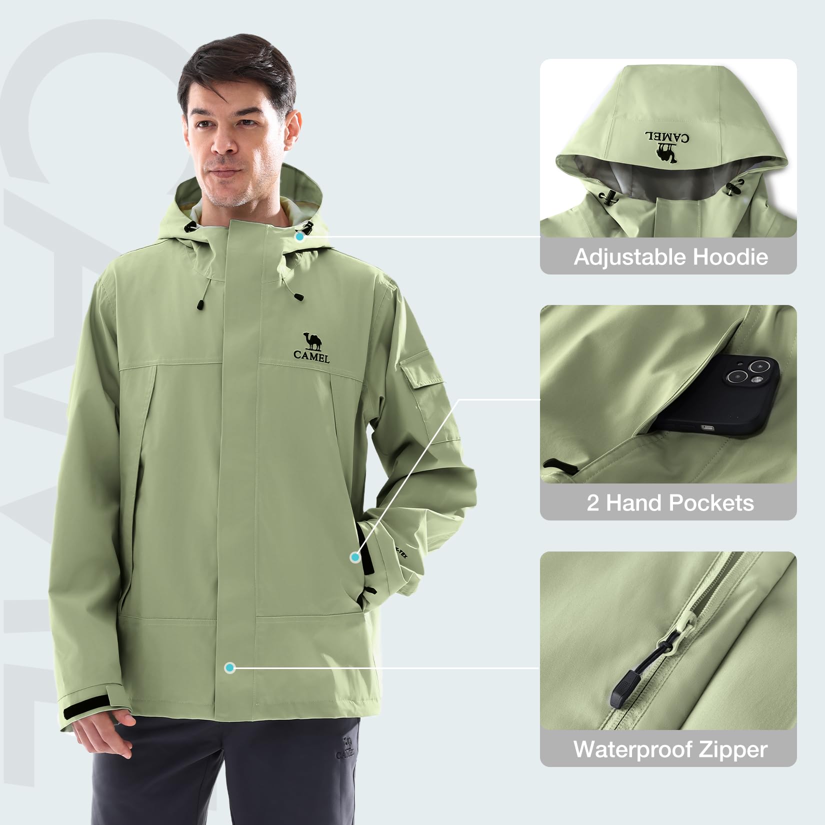 GOLDEN CAMEL Men's Rain Jacket - Outdoor Adventure Windbreaker recension och pris